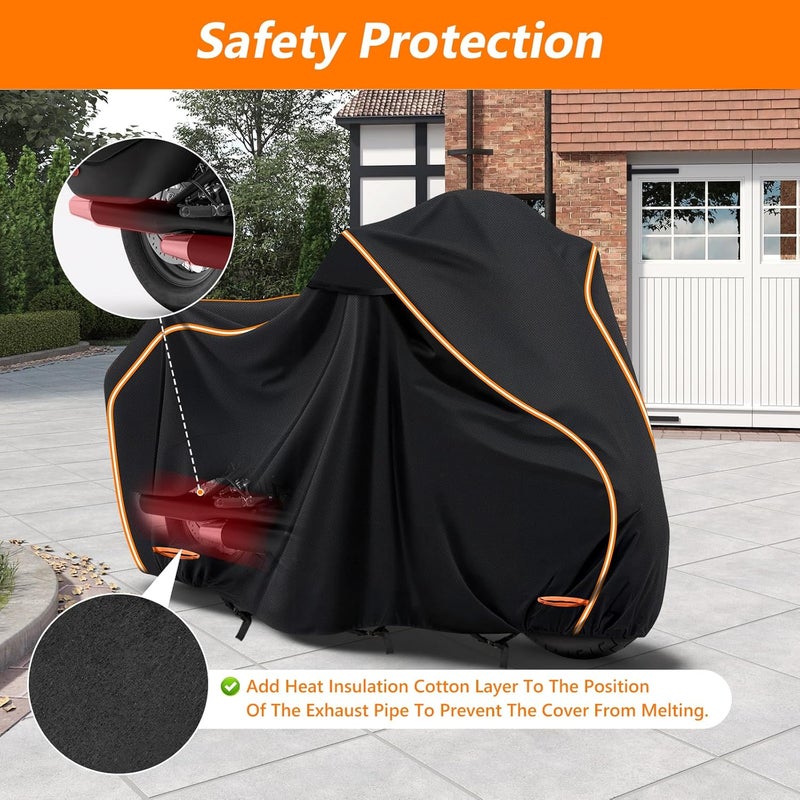 BIGACOVER 420D Waterproof Motorcycle Cover for Harley Davidson Cruiser, Softail Standard, Iron 883, Heritage Classic 114, Fat Boy, Sport Glide, Shadow Cruiser,Windproof Heavy Duty Outdoor Bike Cover - Image 5